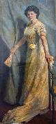 Max Slevogt, Dame in gelbem Kleid mit gelber Rose